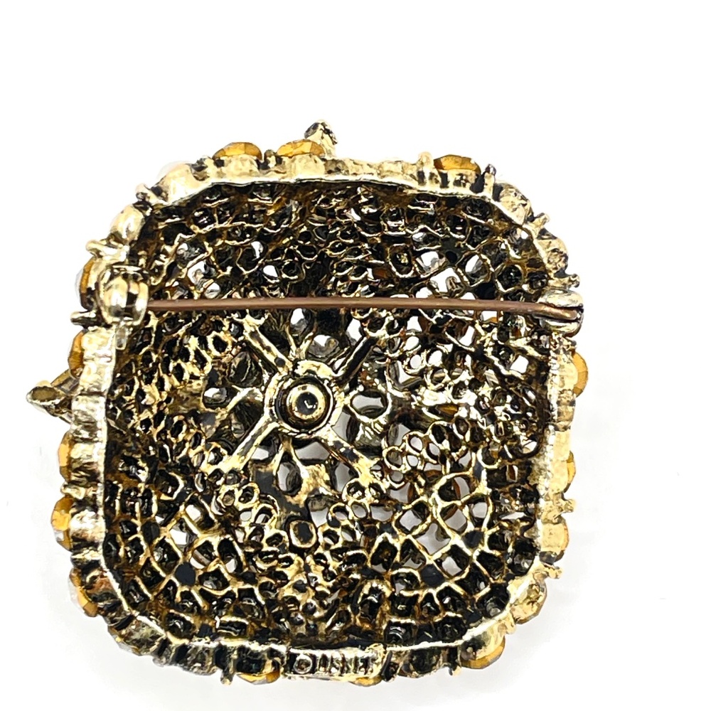 Vintage Art Deco Style Domed Multi Layer Rhinestone Pin Brooch - Picture 6 of 6